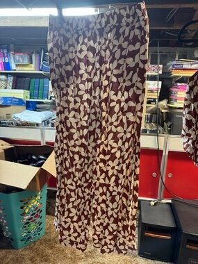 Brown & Cream Floral Flowing Pants